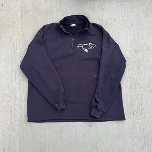 Super comfy quarter-zip jacket with graphic on front and back